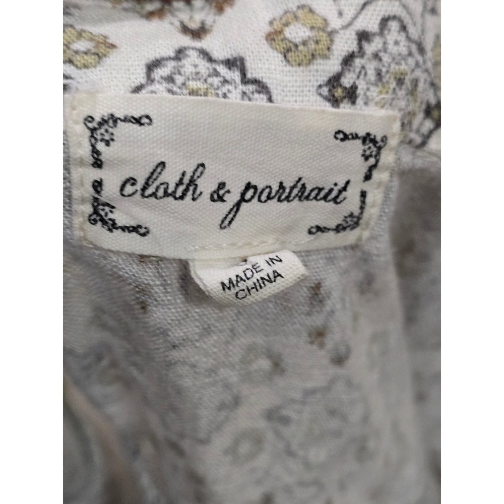Cloth & Portrait Women Medallion Print Linen Blend Button Down Shirt Dress Small - Picture 6 of 7